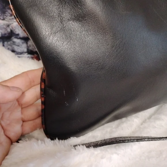 Vintage Brahmin Julie Smooth Black Brown  Leather Handbag Shoulder Bag Purse - Picture 5 of 16